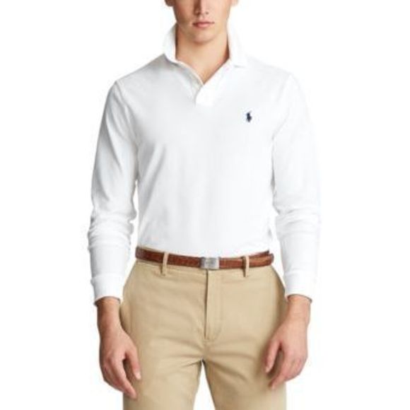 POLO RALPH LAUREN Mens White Long Sleeve Classic Fit Mesh Polo, White II, XXL - Picture 1 of 1
